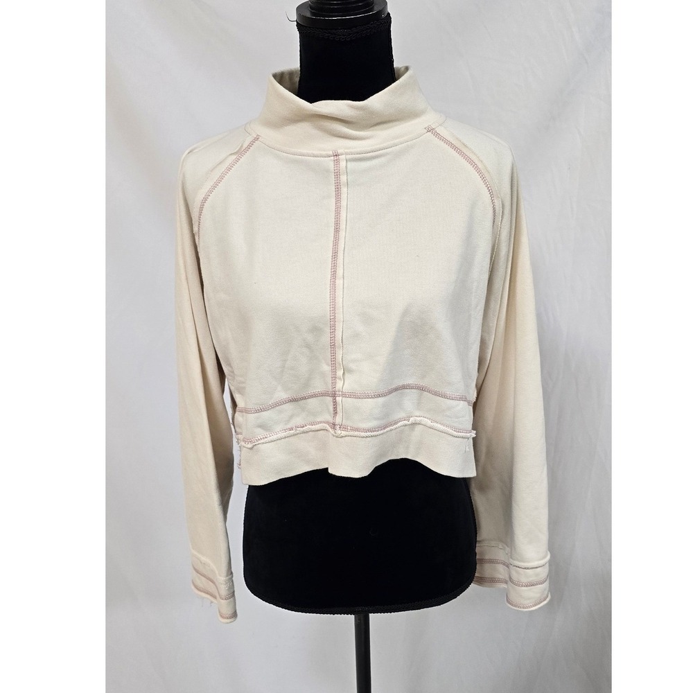 Daily Practice Anthropologie women XXS mock neck crop sweatshirt granola - Picture 2 of 9